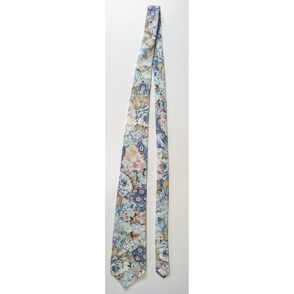 Cotswold Collection Mens Floral Tie Blue Pink Rose Botanical Necktie